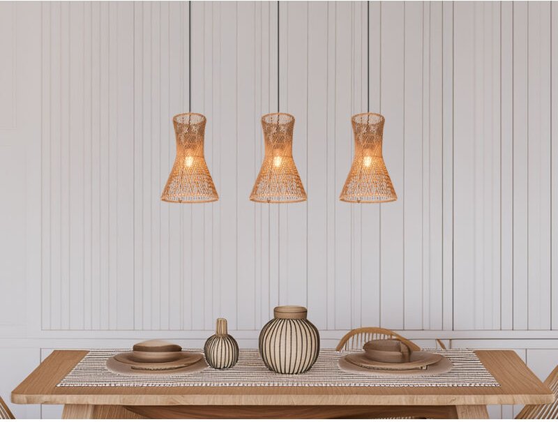 Reality Leuchten - Pendelleuchte bijou 3-flammig mit Lampenschirmen aus Papiergarn, b: 75cm