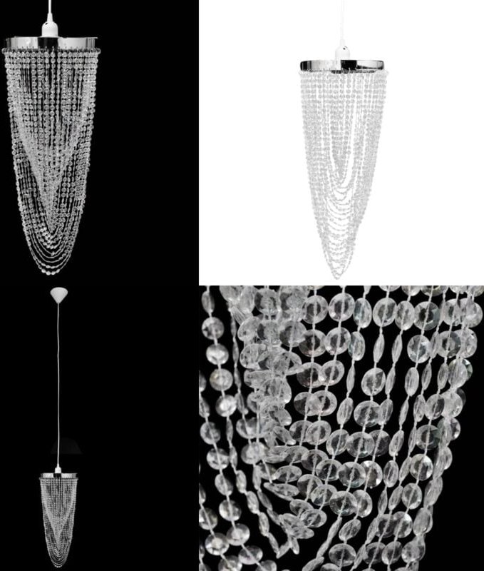 Kristall Anhänger Kronlampe 22 x 58 cm - Hängelampe - Kronleuchter - Home & Living - Transparent