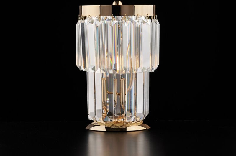 Bonetti Illumina - Schubert - Tischlampe aus Eisen und goldenem Messing mit Strasssteinen 1 Licht H.24 - Ø15 - BL272-LT-...