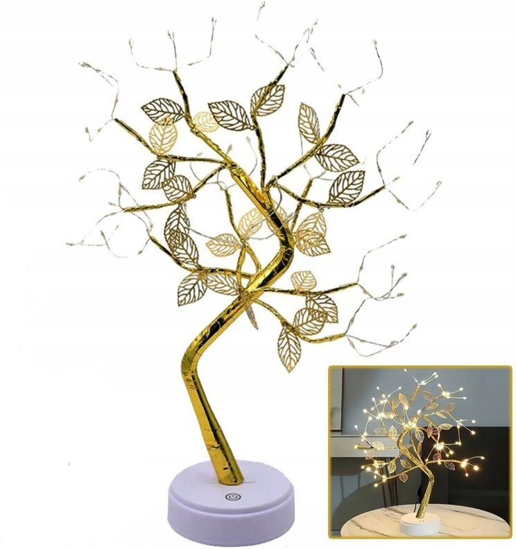 LED-Baum, 50 cm, dekorativ, goldfarben – 72 LEDs, USB-/Batteriebetrieb – Dekorationslampe