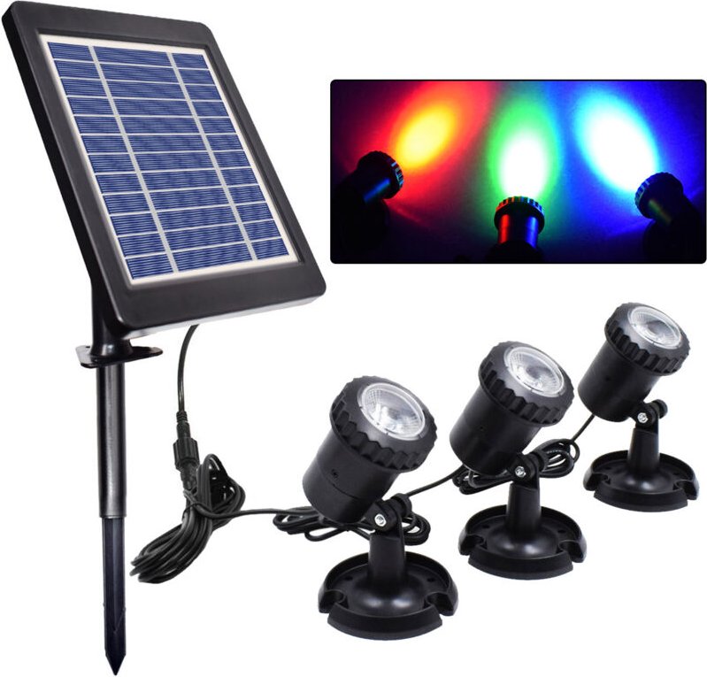 LED-Solarstrahler, wasserdicht, solarbetrieben, für Garten, Teich, Licht, Rasen, Hinterhof, Außenbeleuchtung, Sicherheit...