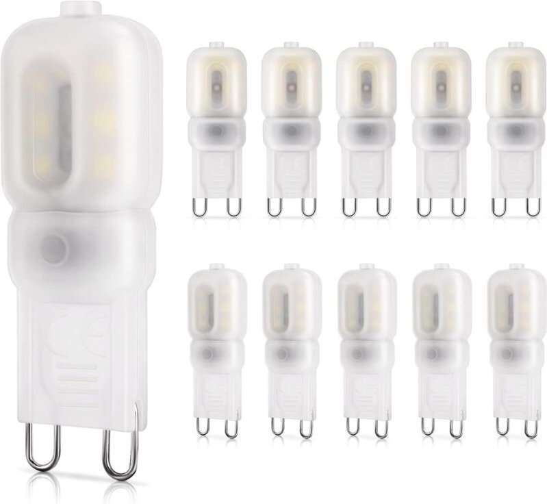 G9 2W LED-Lampe, entspricht 20W Halogen, 260LM, Kaltweißes Licht 6000K, Nicht dimmbar, 220-240V, Energiesparlampen, 10er...