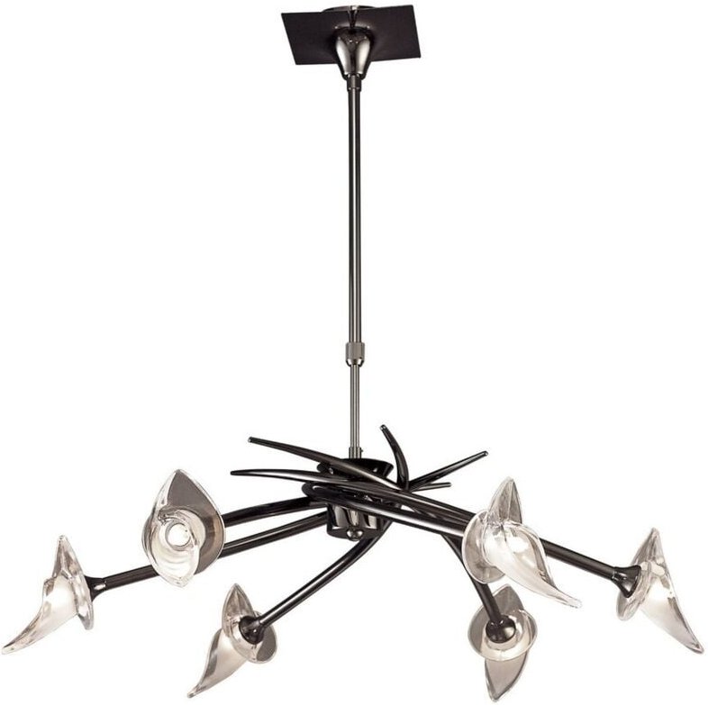 Inspired Mantra - Flavia - Teleskop Deckenanhänger Semi Flush Cabrio Runde 6 Licht G9, Schwarz Chrom