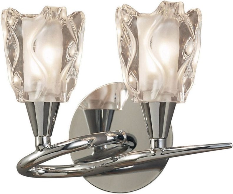 Inspired Mantra Amel Wandleuchte mit Schalter, 2 Lichter, L1/SGU10, poliertes Chrom, Kompaktleuchtstofflampen im Lieferu...