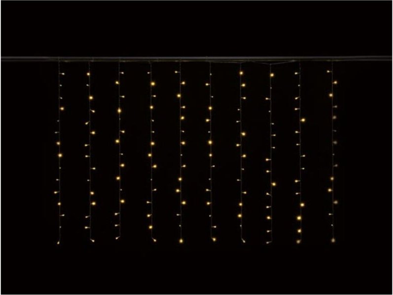 Cascade Light LED - 2 x 1,3 m - 150 warmweiße Lampen - Transparentes Kabel - 24 V