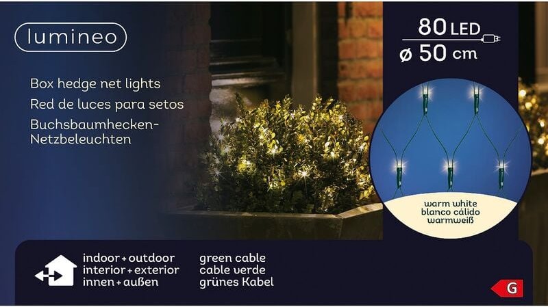 Lumineo LED Buchsbaumkugelnetz Ø 50 cm 80 Lichter warmweiß