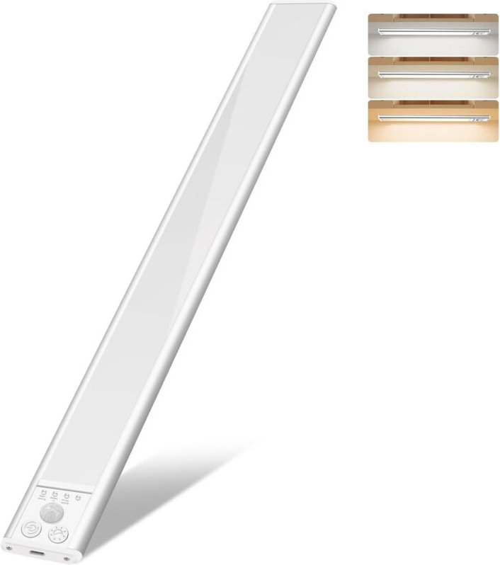 Wiederaufladbare Küchenunterbauleuchte mit 1500-mAh-Akku, Bewegungsmelder, einstellbarer Helligkeit und 3 Farbtemperatur...