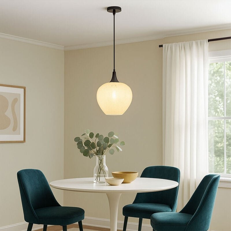 Led Pendelleuchte Hängeleuchte Esszimmerlampe Glas weiß opal gemustert, 1 E27 led warmweiß