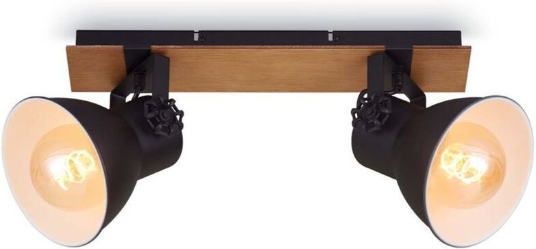 Deckenleuchte Spotleuchte vintage 2xE27 40W Holz Metall Matt Schwarz Brilo ner