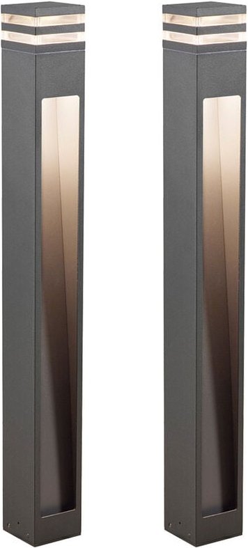 Konstsmide - 2er-Set Wegeleuchten massa, anthrazit, 8 Watt hp-led, 800 Lumen, IP54