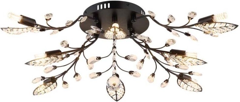 Deckenleuchte Deckenlampe Metall schwarz matt Acrylkristalle klar D 76 cm