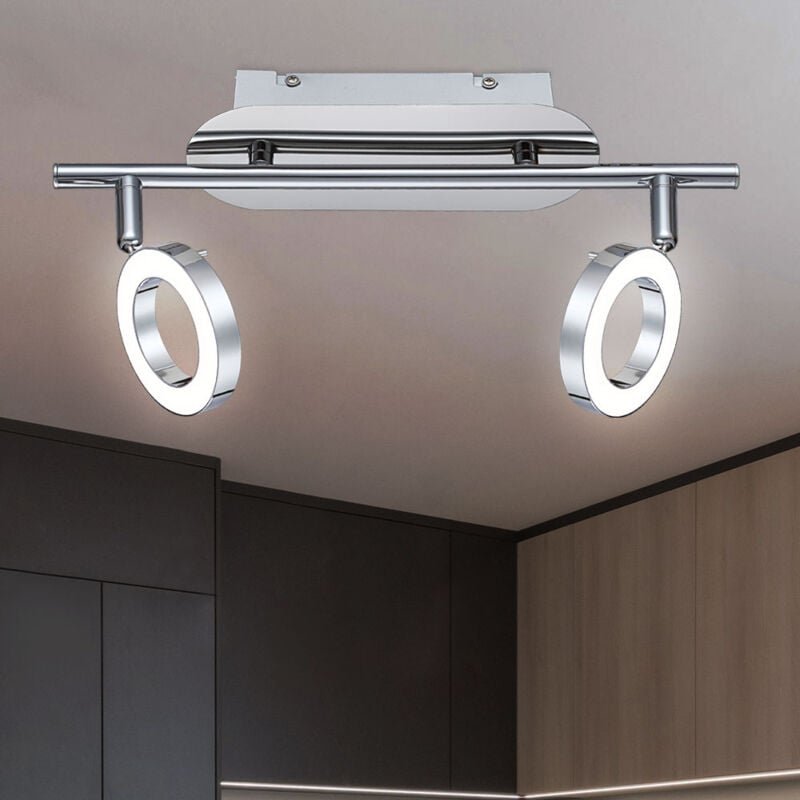 Thumbnail - Globo - Deckenleuchte schwenkbar Deckenstrahler Chrom bewegliche Spot Deckenlampen Wohnzimmer, led, 2x 5 Watt, 700 Lumen...