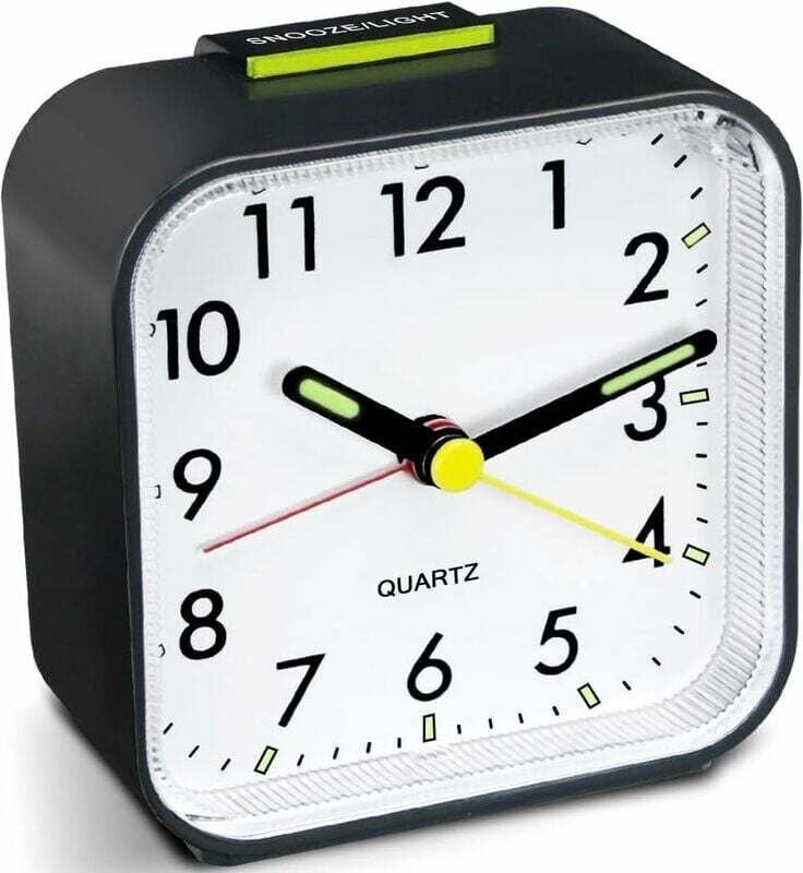 Leiser Wecker, batteriebetrieben, tickt nicht, großes Display, Nachttischuhr, einfache Schlafzimmeruhr (schwarz)