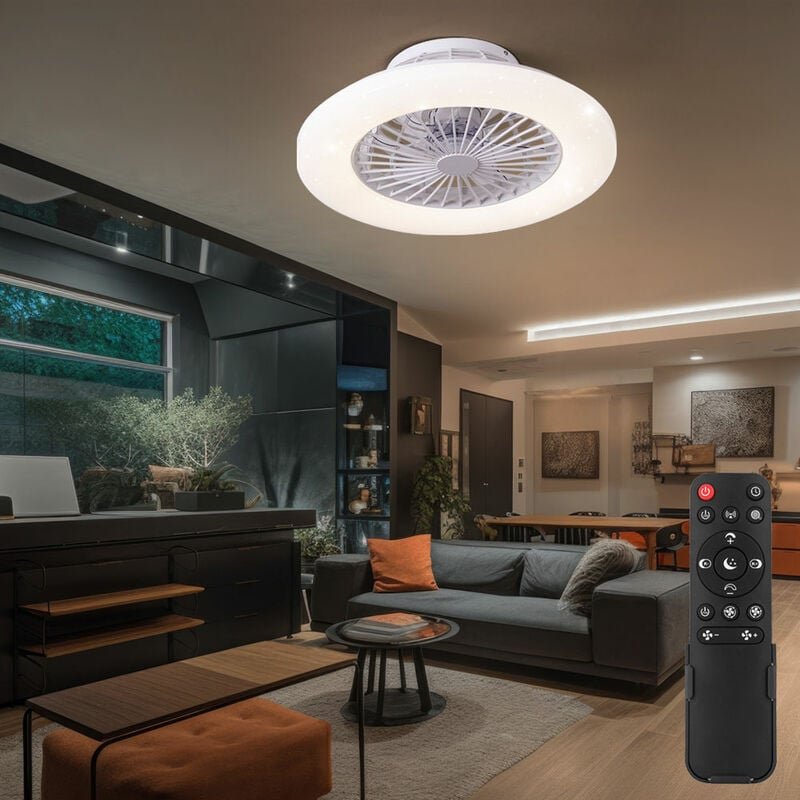 Deckenventilator mit Fernbedienung Deckenleuchte mit Ventilator Dimmbar Ventilatorlampe, Sterneneffekt cct Timer, led 30...