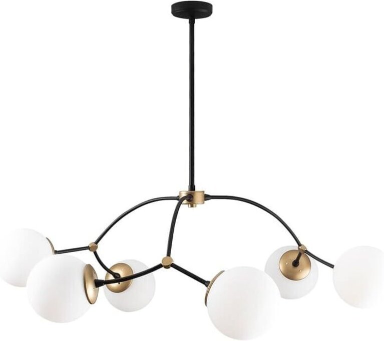 6-flammige Deckenleuchte mit Glasschirmen Modell 5