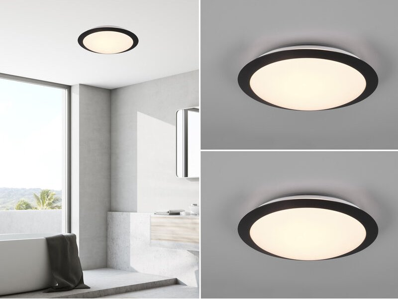 Led Deckenleuchte 2er Set in Schwarz IP44 Badlampen, ø 29cm