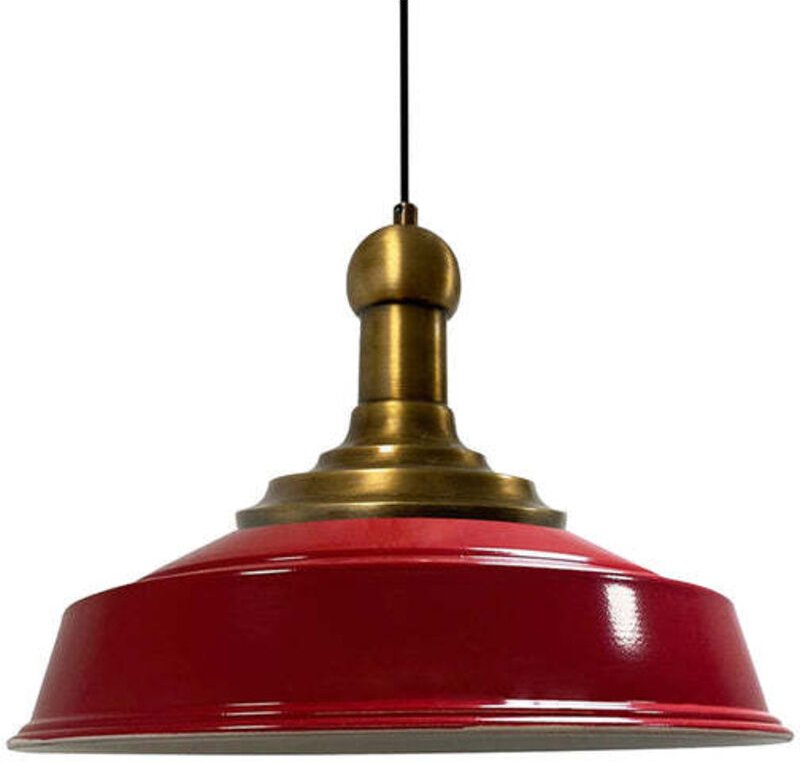 Thumbnail - Handbemalte Industrielle Hängeleuchte aus Rot Metall – Vintage-Kronleuchter E27 Ø41 cm für Wohnzimmer, Schlafzimmer Oder...