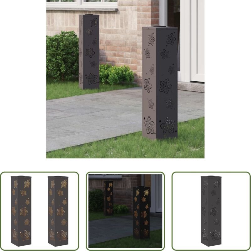 vidaXL Gartenbeleuchtung - Solar LED Weg Licht 2 pcs Schwarz Kalt gewalzter Stahl