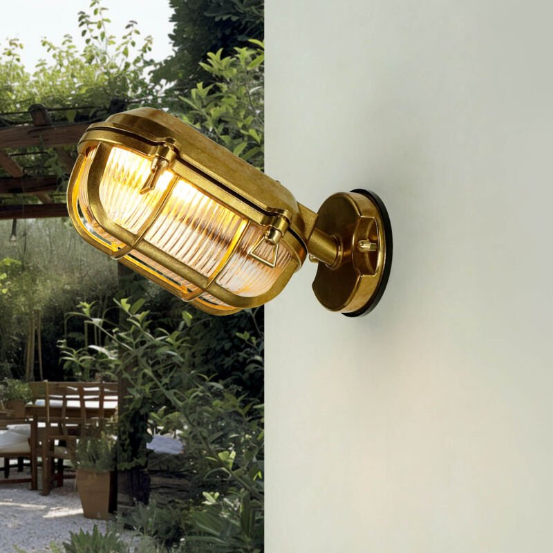 Wandlampe außen Messing IP64 Maritim E27