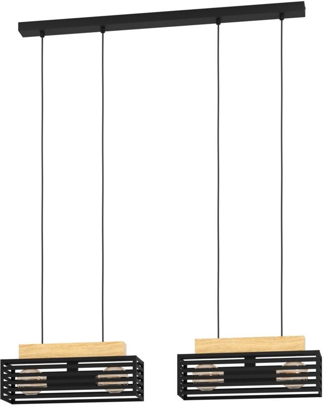 Eglo - Hängelampe Cidraz, Esstisch Pendelleuchte 4-flammig, Industrial Esszimmerlampe, FSC100HB, Holz in Natur und Metal...