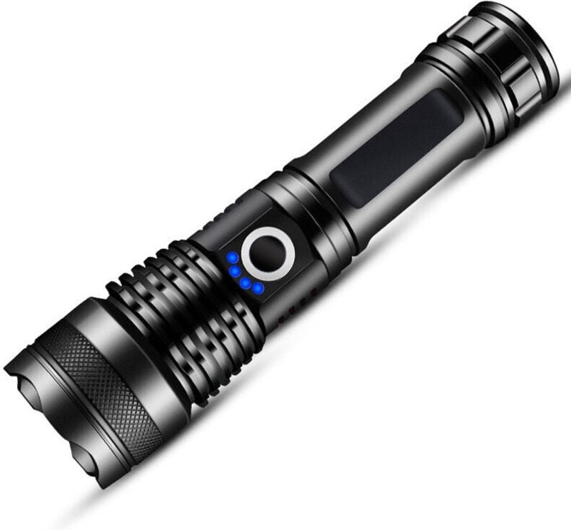 Ultrastarke LED-Taschenlampe, wiederaufladbar, 10.000 Lumen, taktisch, usb 5 Modi, IPX5 wasserdicht, zoombar und stoßfes...