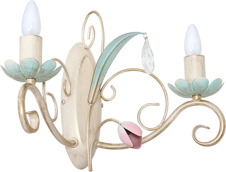 Wandlampe Weiß 2-flmg floral