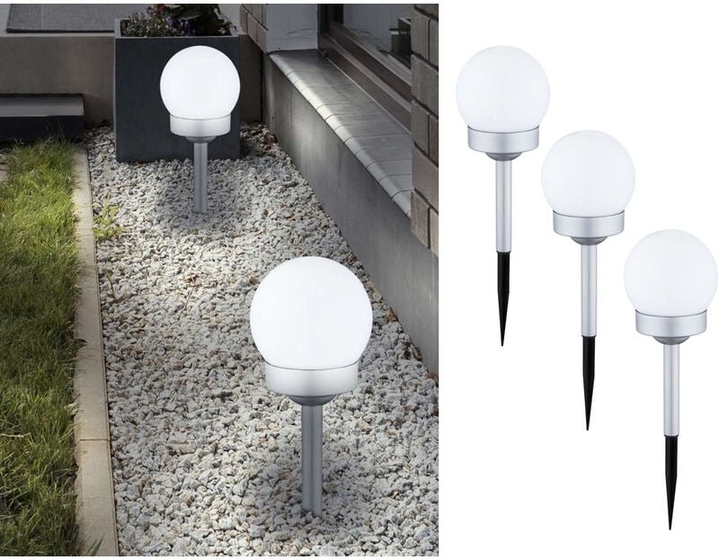 Globo - led Solarkugeln Garten - 3er set, Leuchtkugel ø 10cm mit Erdspieß