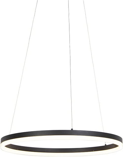Design Ring-Pendelleuchte Schwarz 60cm inkl. led und Dimmer - Anello