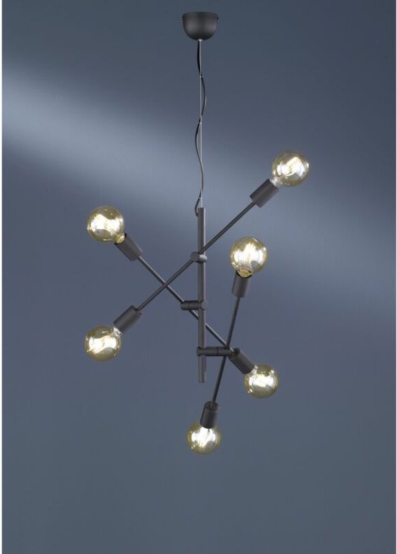 Vintage Suspension 6 verstellbare Lichter Cross Matt Black Trio Lighting