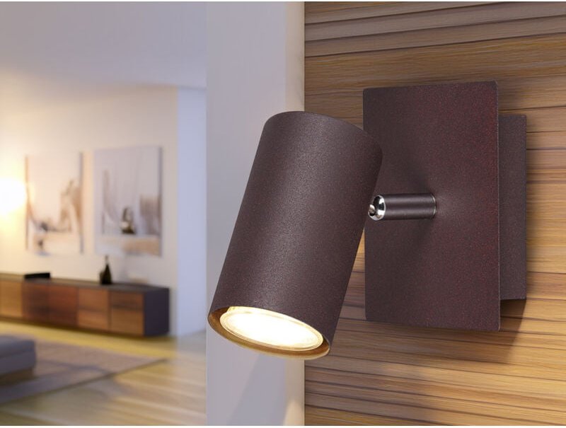 Led Wandstrahler Metall Rost mit schwenkbarem Spot, Breite 12cm