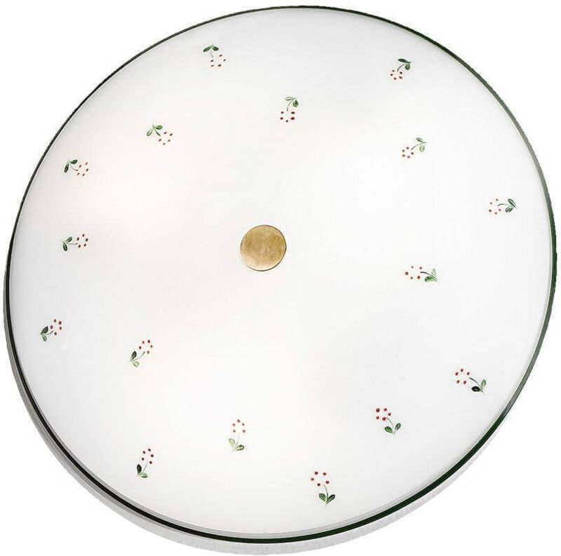 Kolarz - nonna - Cottage Style Glas gemusterte Flush Deckenleuchte Antik Messing, 3x E27