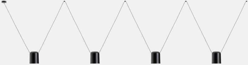 Attic - Dekorativer hängender Deckenanhänger Matt Schwarz 4x E27 / 75cm x 400cm - Leds-c4