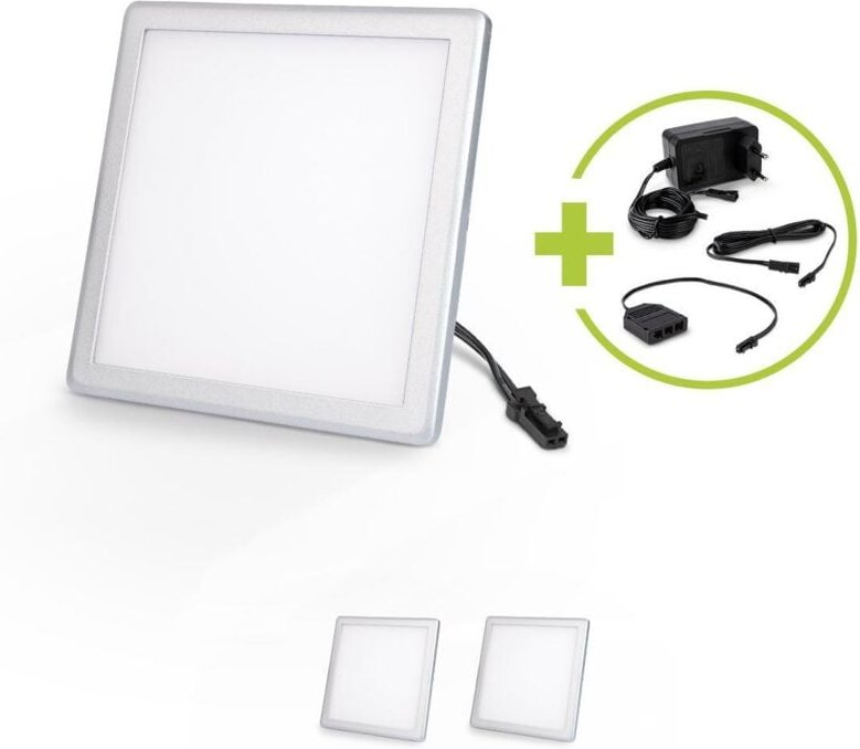 LED Mini Panel eckig 3W 12V IP20 100mm x 100mm - Lichtfarbe: Warmweiß 3000K - Anzahl: 3x