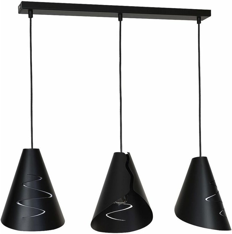Hängelampe Schwarz Metall 3-flammig Esszimmer Hängeleuchte