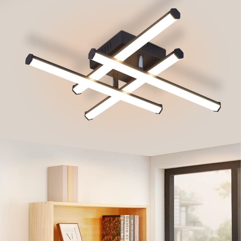 Gbly - Deckenlampe Wohnzimmer Deckenleuchte Schlafzimmer: Modern Wohnzimmerlampe Schwarz 24W Schlafzimmerlampe Innen Des...