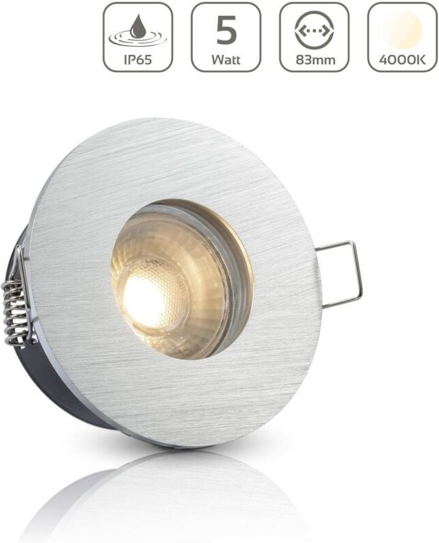 Einbauspot IP65 rund - Farbe: Alu-gebürstet - LED Leuchtmittel: GU10 5W neutralweiß