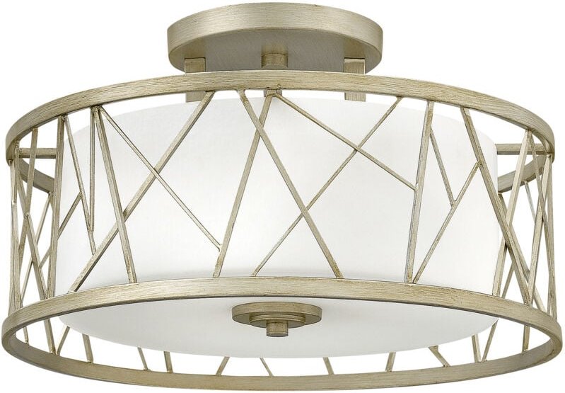 Thumbnail - Elstead - Nest - 3 Light Semi Flush Deckenleuchte Silver Leaf, E27