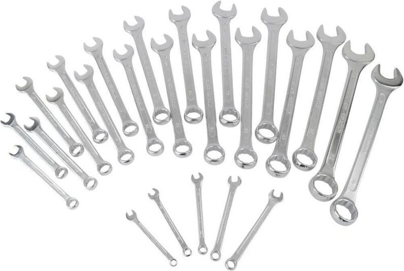 Trade Shop - KIT SET 25 FESTSTEHENDE ENGLISCHE POLYGON-MAUL-GABELSCHLÜSSEL AUS STAHL -