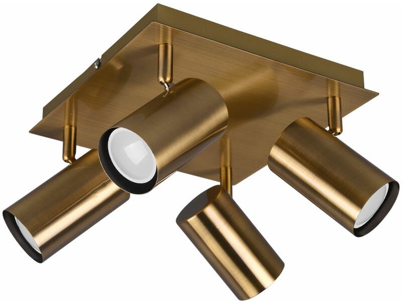 Deckenlampe verstellbare Strahler Deckenstrahler Küche Retro Wohnzimmerlampe 4 flammig, aus Metall in altmessing, 4x GU1...