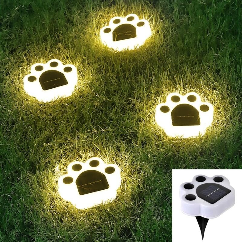 Solar-Licht „Bärentatze“, warmweißes Licht, Länge 12,3 cm, 4er-Set Outdoor-LEDs, ideal für Gartenwege