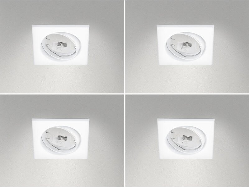 Eckige Einbaustrahler Decke im 4er Set schwenkbar Weiß matt GU10