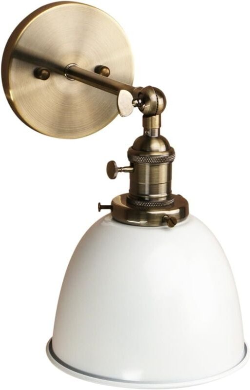 Vtizikl Métal Réglable Applique Luminaire Style de Bol en Fer Abat-jour Lampe Murale Industrial Rétro Eclairage Blanche(...