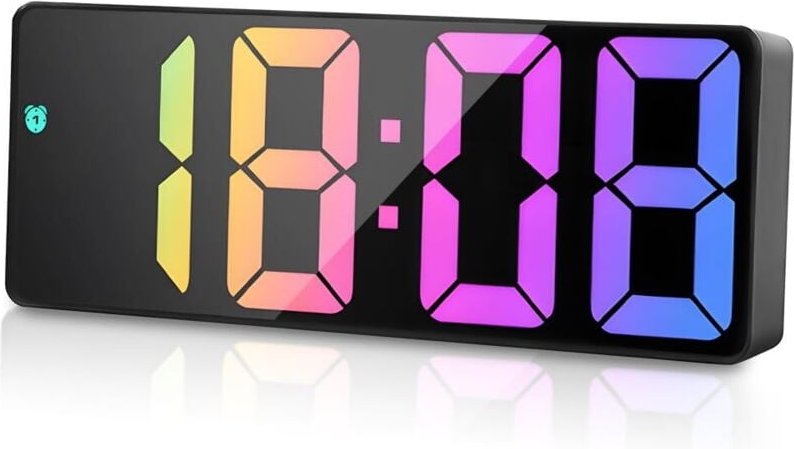 Digitaler Wecker, Digitaluhr mit LED-Anzeige, Digitaluhr mit Temperatur, 4-stufig einstellbare Helligkeit, Schlummerfunk...