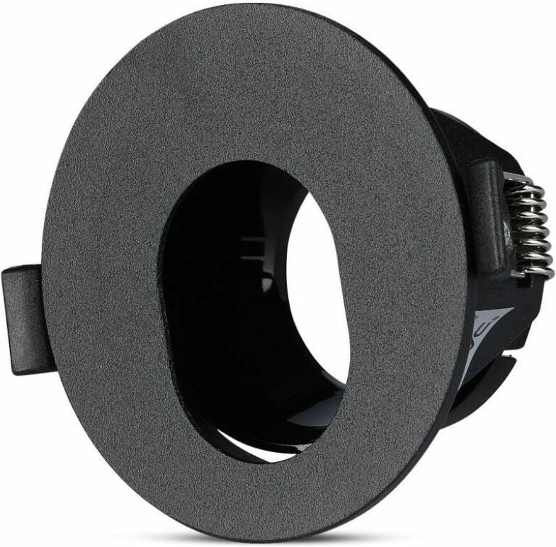 V-TAC Runder GU10 LED Einbaustrahlerhalter Schwarz mit schwarzer Innenseite
