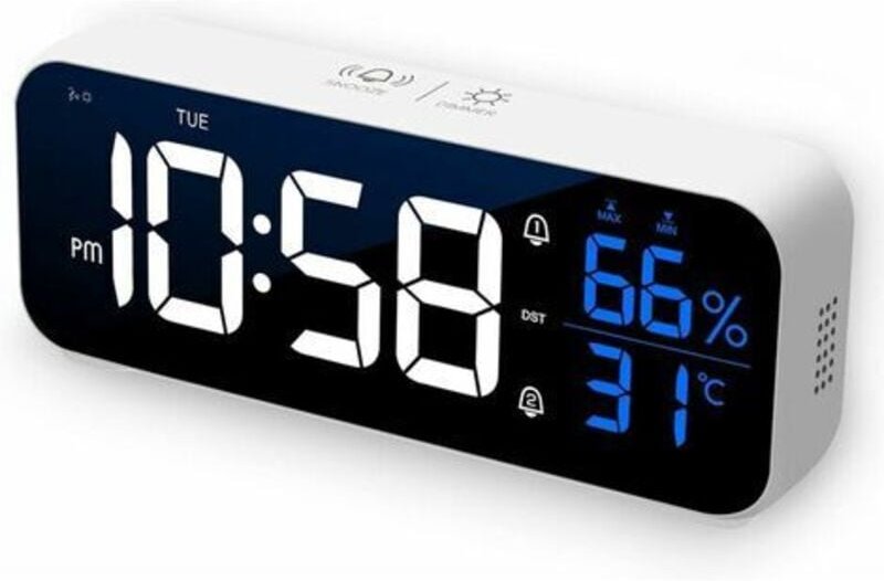 Tigrezy - Digitaler Wecker, LED-Digitalwecker mit Alarm-/Schlummer-/Temperatur-/Soundsteuerungsfunktionen, digitaler Wec...