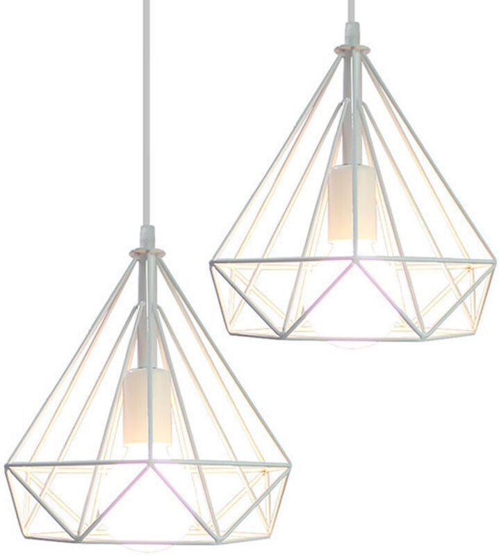 Industrielle Pendelleuchte E27 Ø25CM Metall Eisen Hängend Pendelleuchte für Wohnzimmer Esszimmer-2 Flammig Weiß