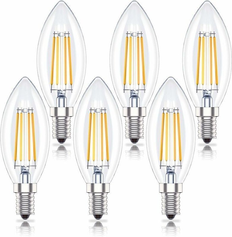 6er-Pack dimmbare LED-Kerzenlampen E14, 4 W (ersetzt 40 W), Warmweiß 2700 K, dimmbar