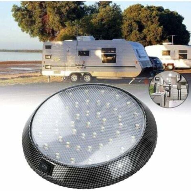 Thumbnail - Lablanc - Kuppel-Dachleuchte mit 46 LEDs, 12 v dc, mit Ein-/Aus-Schalter für Wohnwagen, Wohnmobil, Boot, Küche, Wohnzimm...