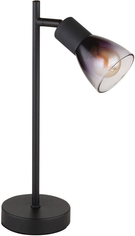 Tischlampe Schreibtischlampe Wohnzimmerlampe schwarz Rauchglas Leselampe H 35 cm