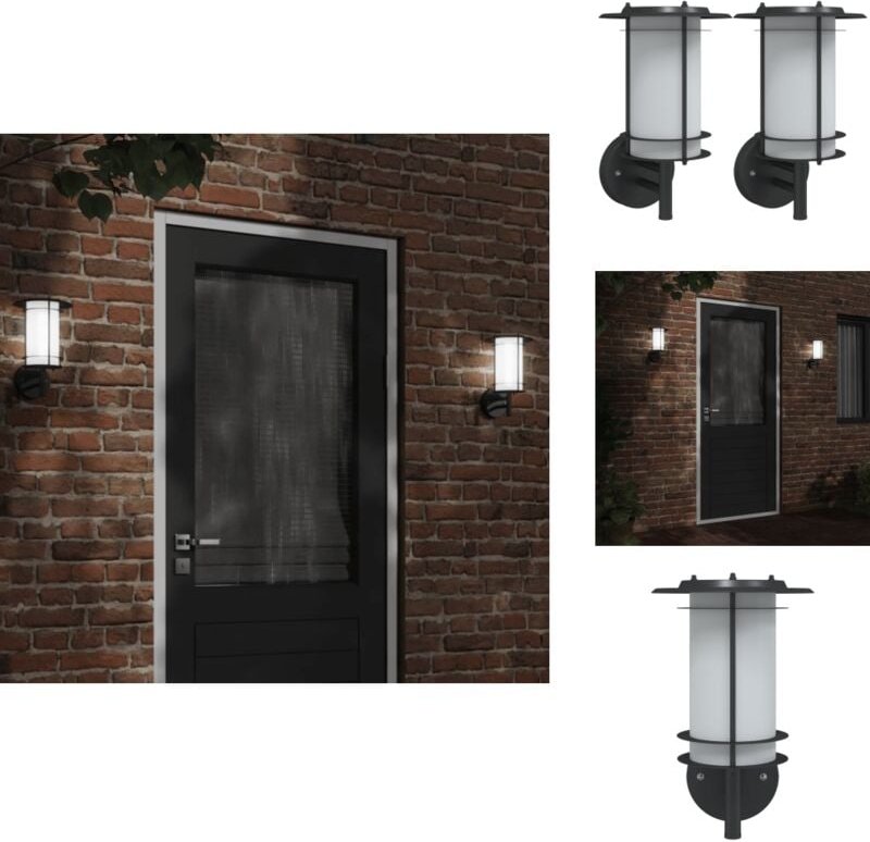 Außenwandleuchten 2 Stk. Schwarz Edelstahl - Außenwandleuchte - led Wandleuchte - Gartenleuchte - Edelstahl Leuchte - IP...
